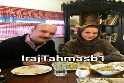عکس یادگاری ایرج طهماسب و همسرش در روز تولدش