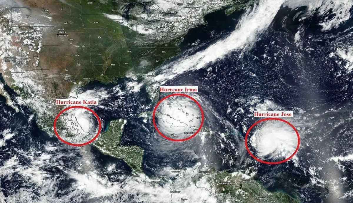 تصویری از سه  طوفان در یک قاب