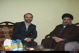 سرافراز، رییس سازمان صداوسیما در کنار سیدحسن نصرالله /عکس