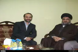سرافراز، رییس سازمان صداوسیما در کنار سیدحسن نصرالله /عکس