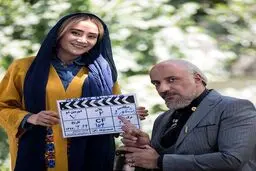 تصویری از گریم خاص بهاره افشاری و امیر جعفری در پشت صحنه سریال ممنوعه