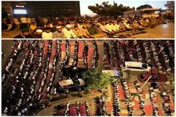 نماز جماعت مردم ترکیه در خیابان ها/ عکس