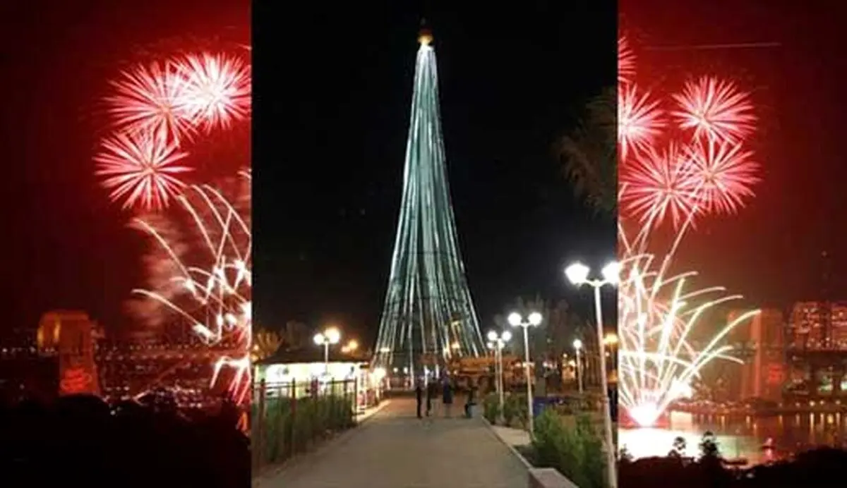نصب بلندترین درخت کریسمس جهان در بغداد /عکس