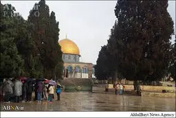 بارش باران در مسجد الاقصی/ تصاویر