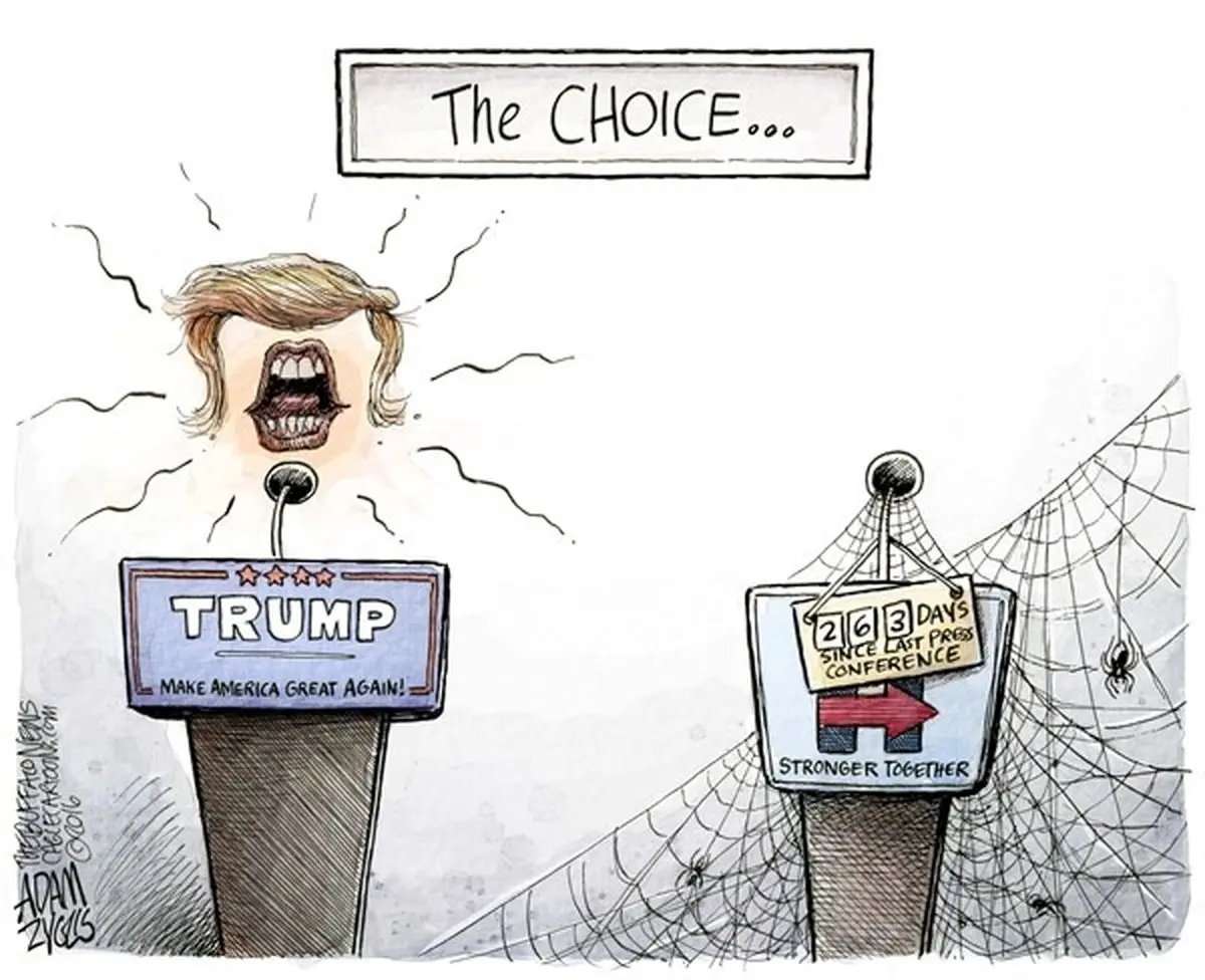 کنفرانس خبری ترامپ/کاریکاتور