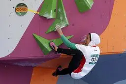 تصویری جالب از الناز رکابی سنگ‌نورد ایرانی در بازی‌های آسیایی