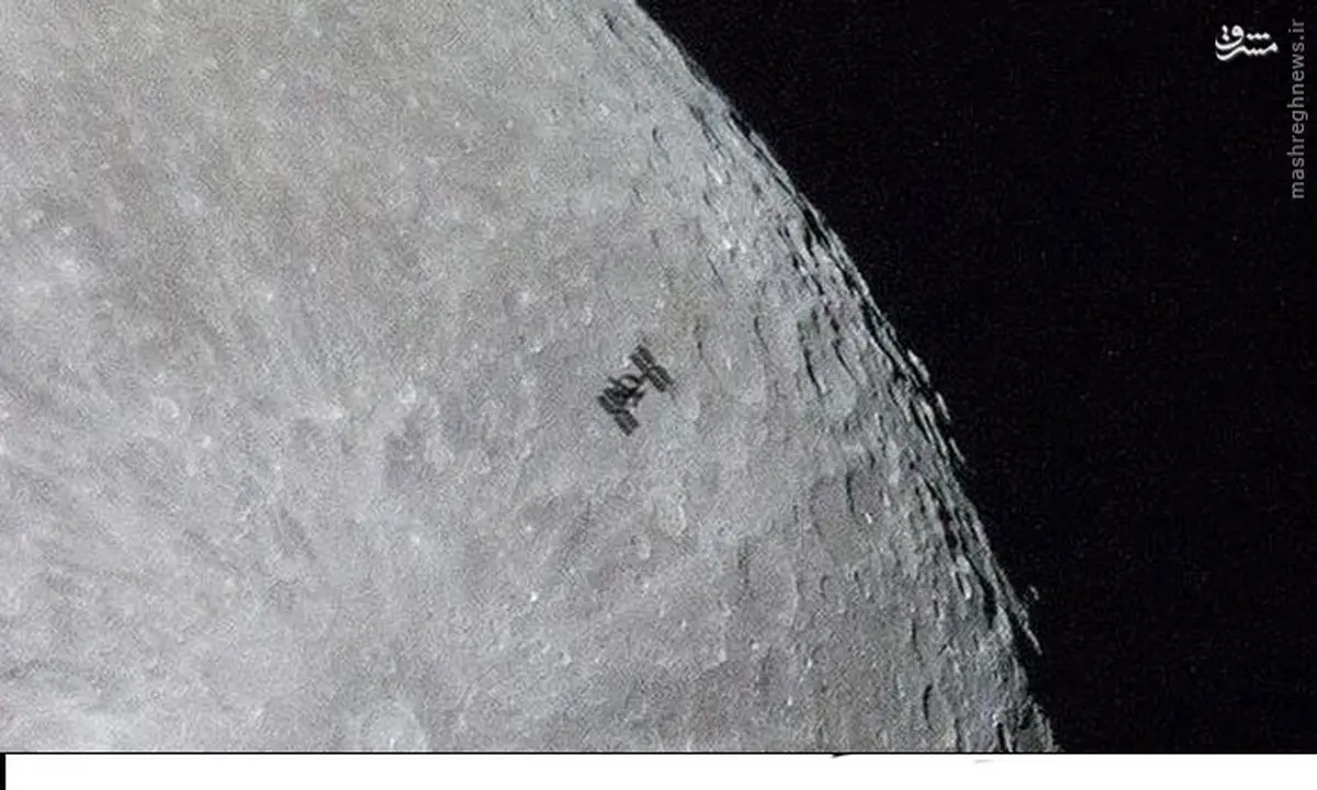 لحظه عبور ایستگاه فضایی از مقابل ماه/عکس
