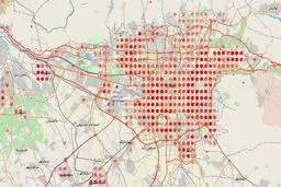 نقشه میزان خطر احتمال به کرونا در تهران