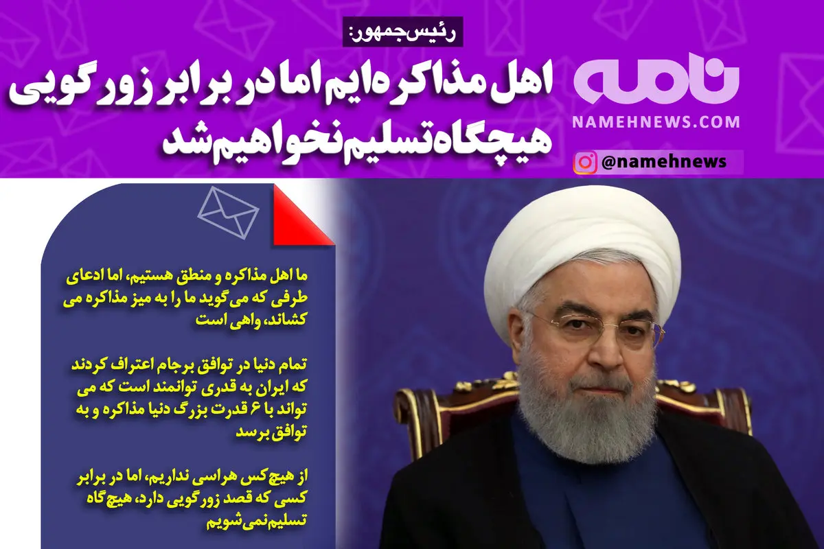 فوتوتیتر/ رئیس‌جمهور: اهل مذاکره‌ایم اما در برابر زورگویی هیچگاه تسلیم نخواهیم شد