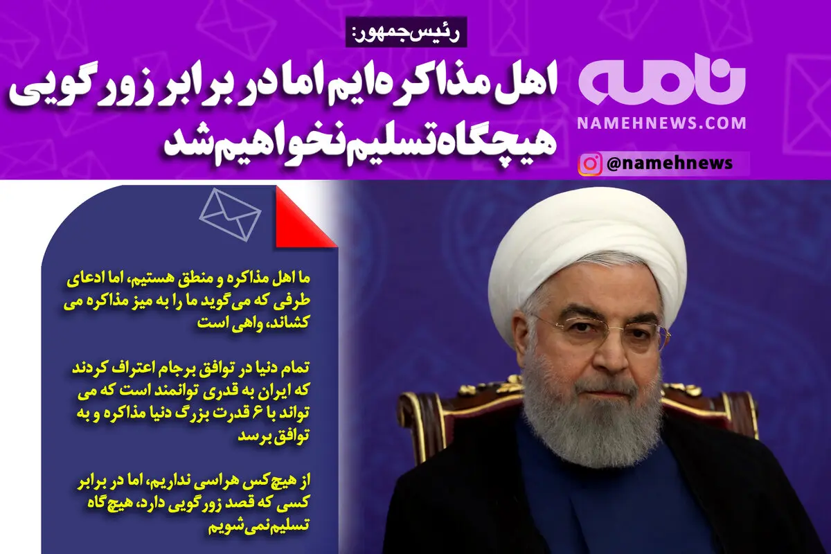 فوتوتیتر/ رئیس‌جمهور: اهل مذاکره‌ایم اما در برابر زورگویی هیچگاه تسلیم نخواهیم شد