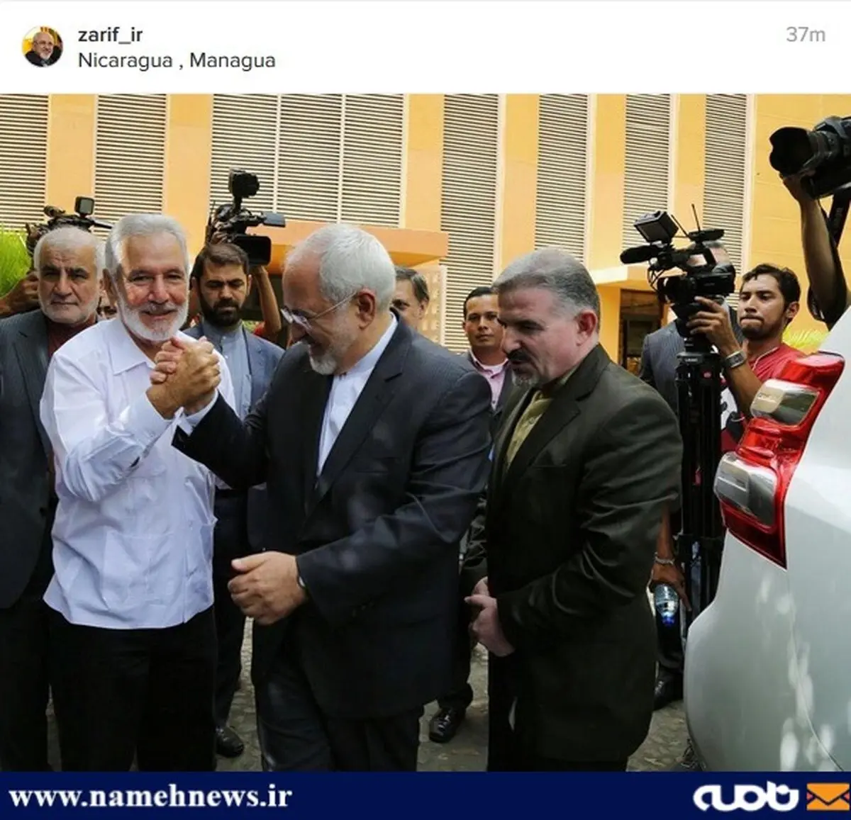 خوش و بش جالب ظریف با همتای نیکاراگوئه ای/عکس