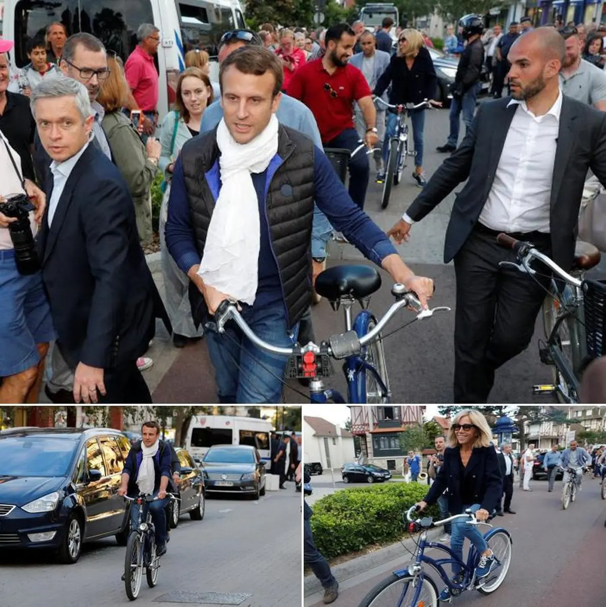دوچرخه سواری همسر رئیس جمهور فرانسه در پاریس/عکس