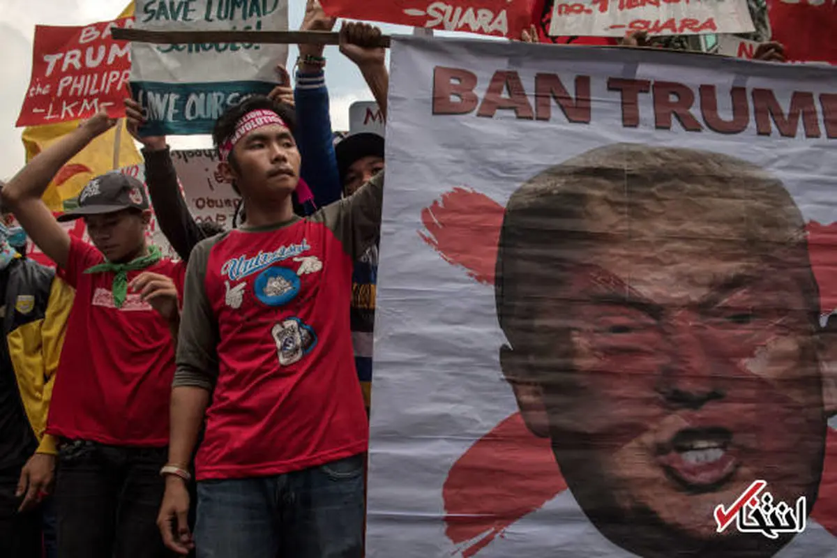 خط قرمز مردم خشمگین فیلیپین روی صورت ترامپ/تصاویر