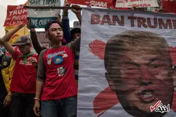 خط قرمز مردم خشمگین فیلیپین روی صورت ترامپ/تصاویر