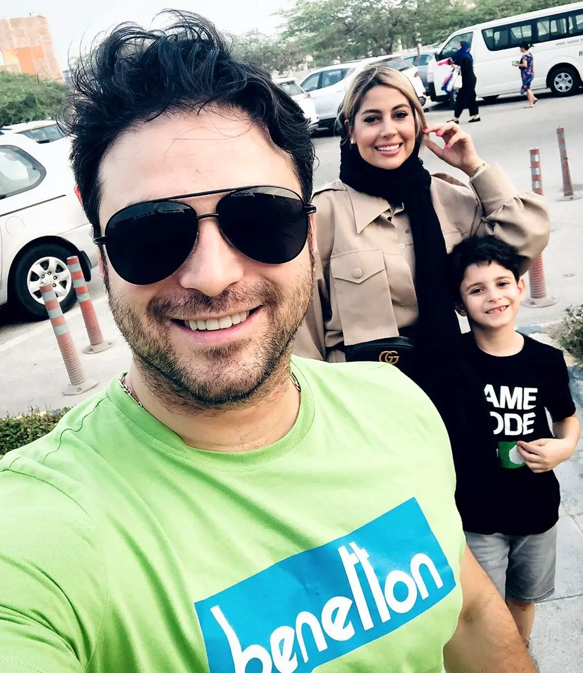 بابک جهانبخش همراه همسر و پسرش