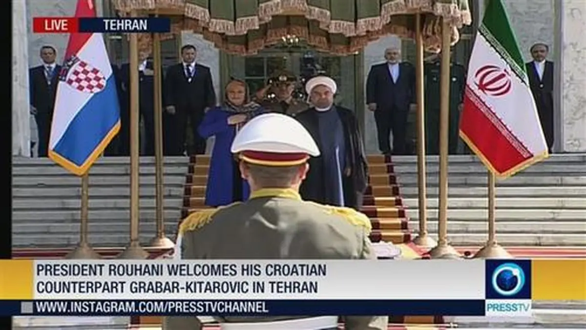 استقبال رسمی روحانی از رییس جمهور کرواسی/ عکس