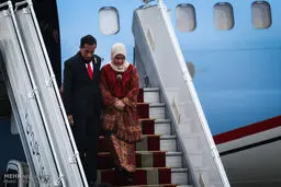 حجاب همسر رئیس جمهور اندونزی در تهران/عکس