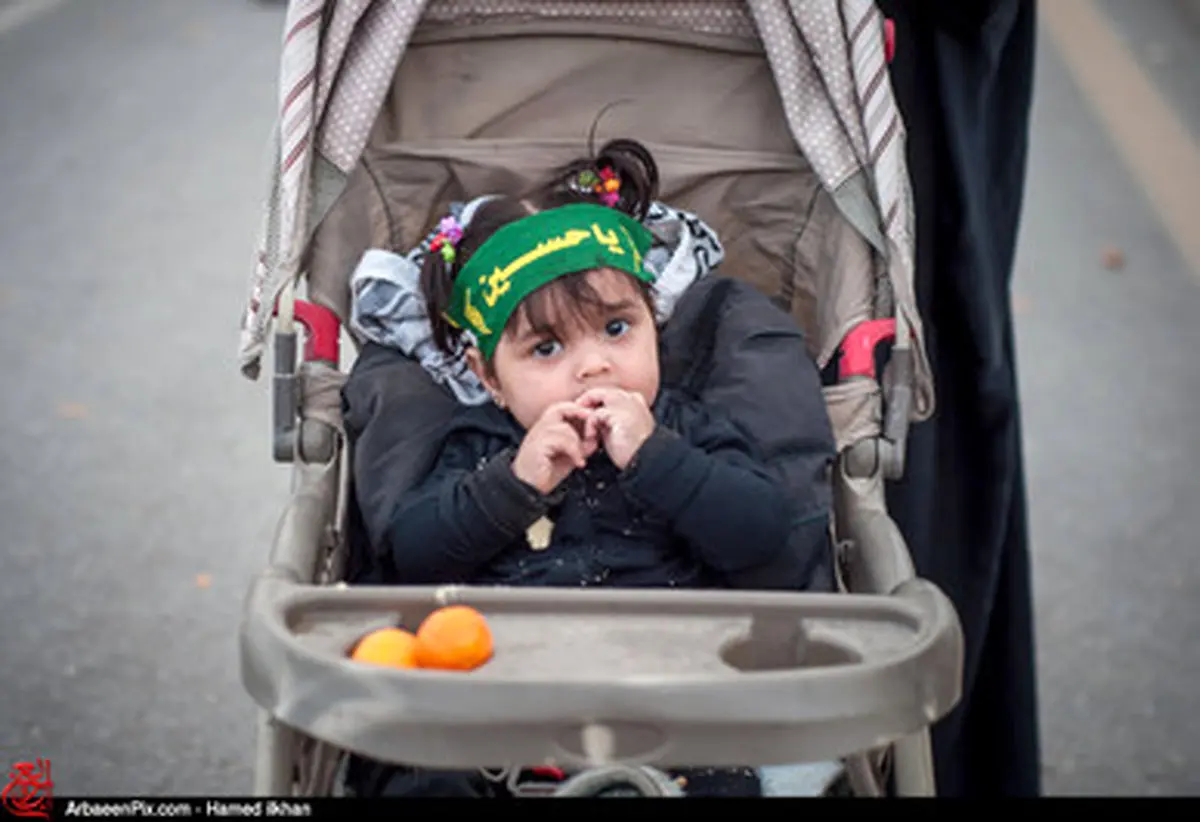 کودکان زائر و خادم الحسین(ع) در پیاده روی کربلاء/تصاویر