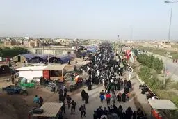 انبوه جمعیت در مسیر حِله به سمت کربلا / تصاویر