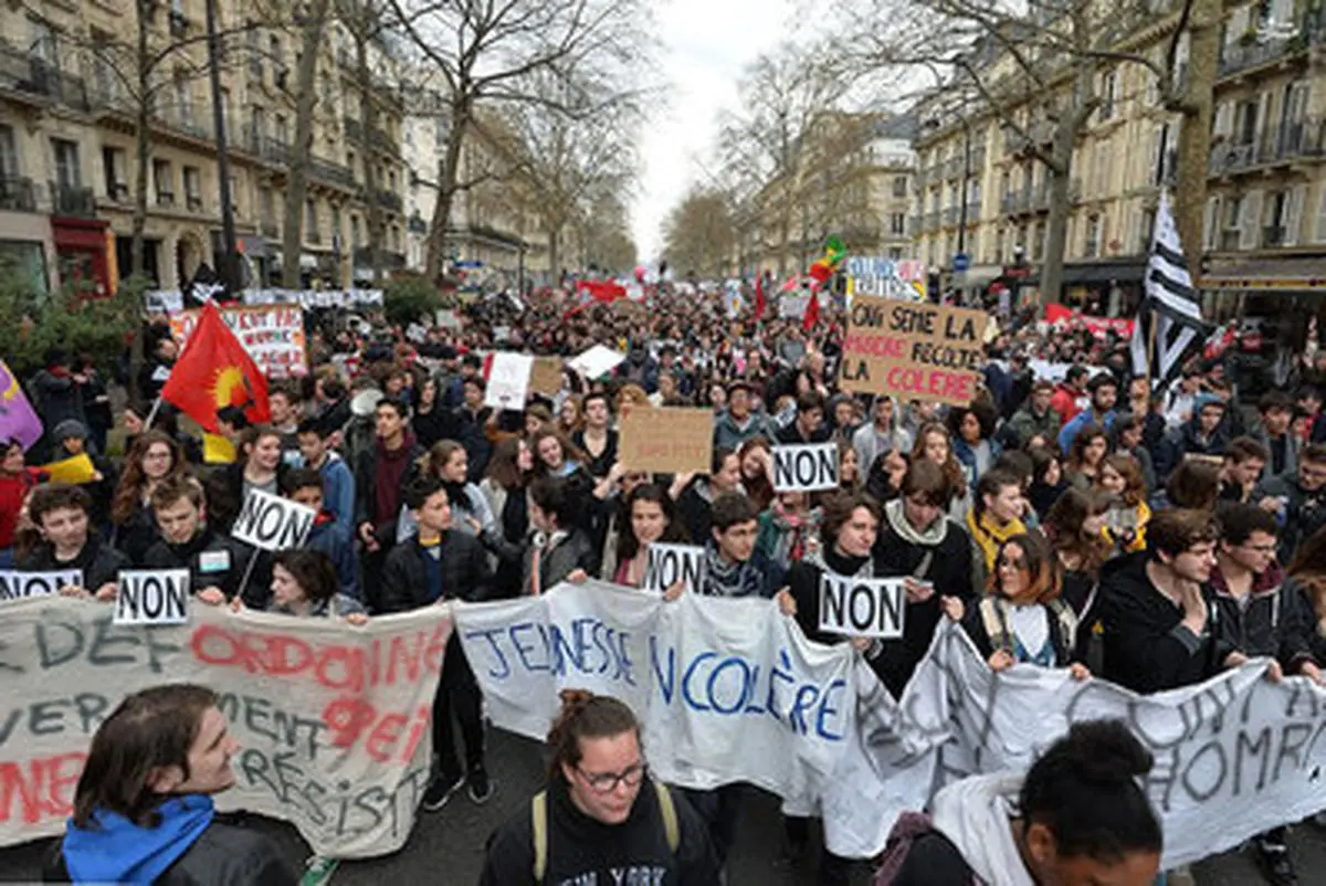 جدیدترین تصاویر از اعتراض مردم فرانسه به اصلاح قانون کار