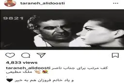 حمایت اینستاگرامی ترانه علیدوستی از ناصر ملک مطیعی/عکس