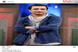تیپ و ژست امین زندگانی در پشت صحنه یک برنامه تلویزیونی/ عکس