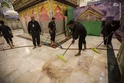 غبارروبی حرم مطهر حضرت عباس(ع) / تصاویر