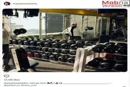 پوشش متفاوت و ورزشکاری مریم معصومی در باشگاه بدنسازی/ عکس