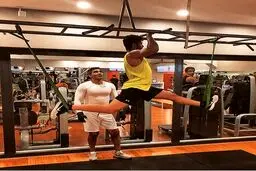 عکس/ تمرینات احمد رضا عابدزاده به پسرش