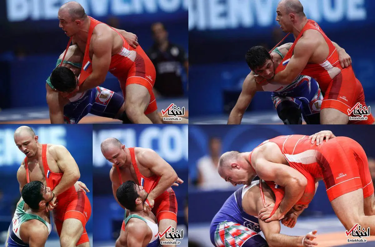 تصویری از روش‌ ناجوانمردانه کشتی‌گیر روس مقابل حسن یزدانی