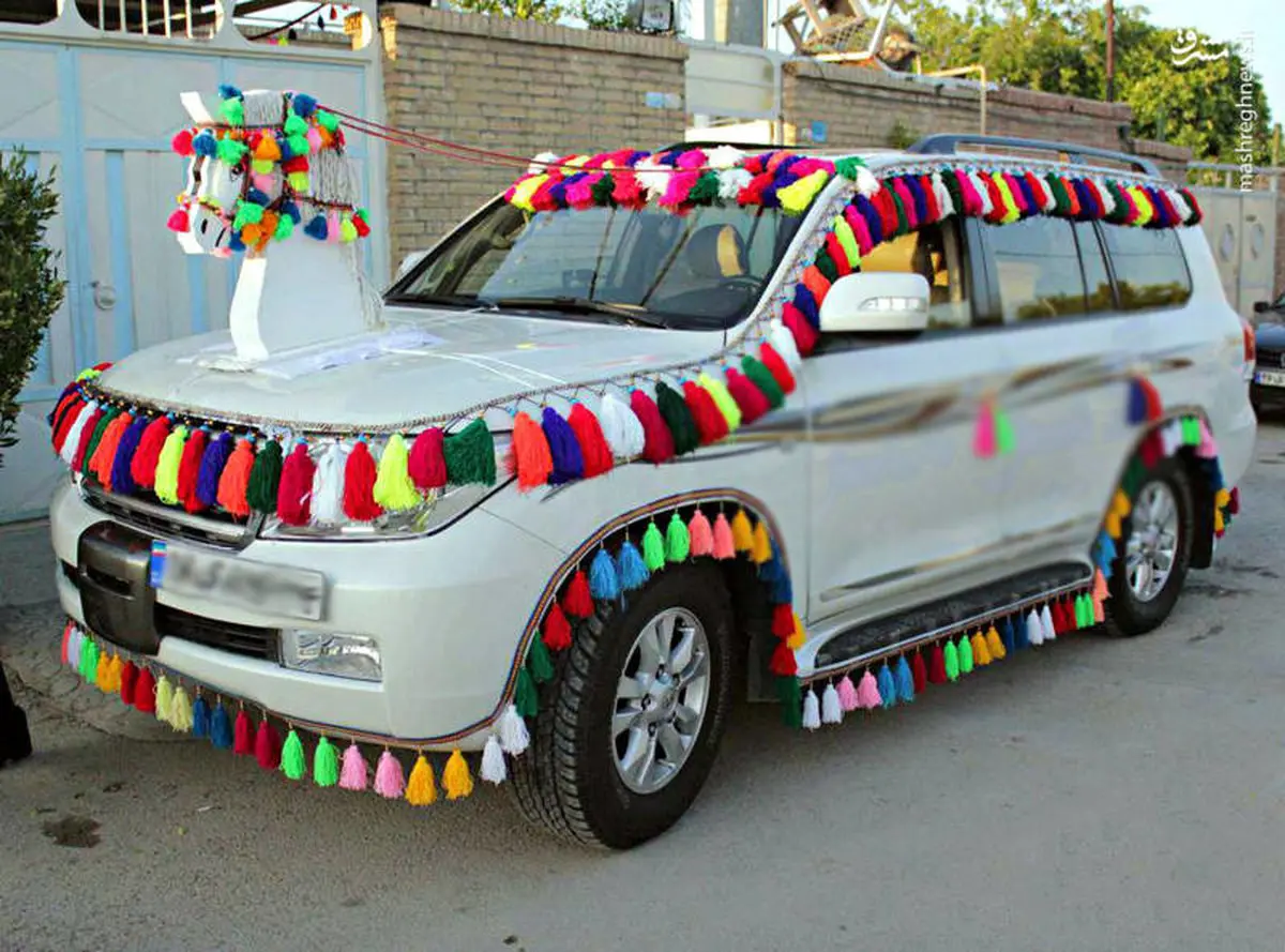 عکس : تزئین ماشین عروس به سبک بختیاری