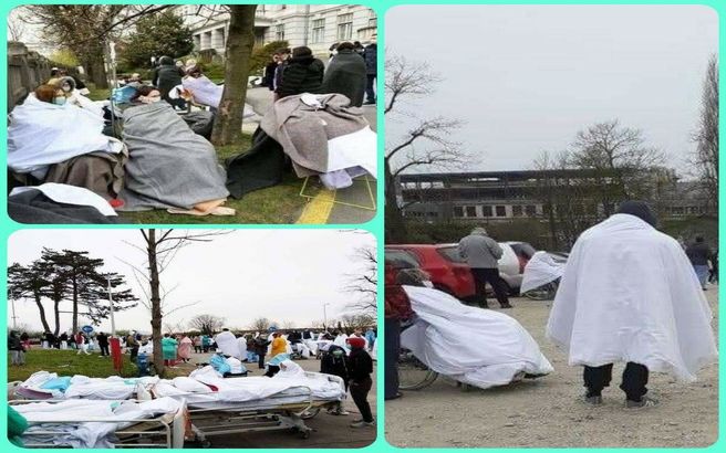 بستری بیماران کرونایی در خیابان! + عکس