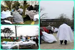 بستری بیماران کرونایی در خیابان! + عکس