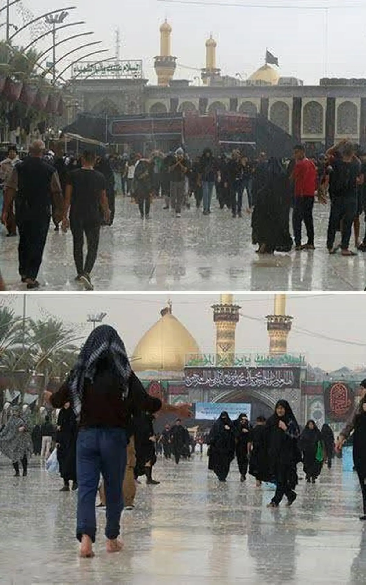 بارش باران در بین الحرمین / عکس