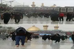 بارش باران در بین الحرمین / عکس