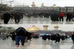 بارش باران در بین الحرمین / عکس