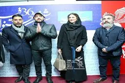 تصویری از سيامك انصارى، ويشكا آسايش،بهرام رادان و پيمان معادى در جشنواره فجر