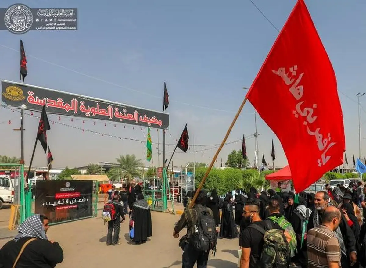 موکب خادمان حرم حضرت علی(ع) در مسیر کربلا / تصاویر