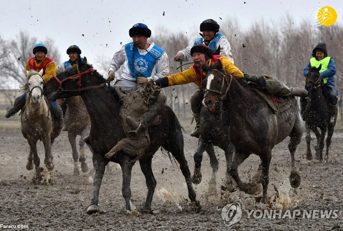 تصاویر خفن از مسابقه بُزکشی در قرقیزستان