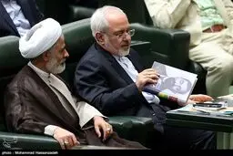ظریف امروز در مجلس چه کتابی می خواند؟/عکس