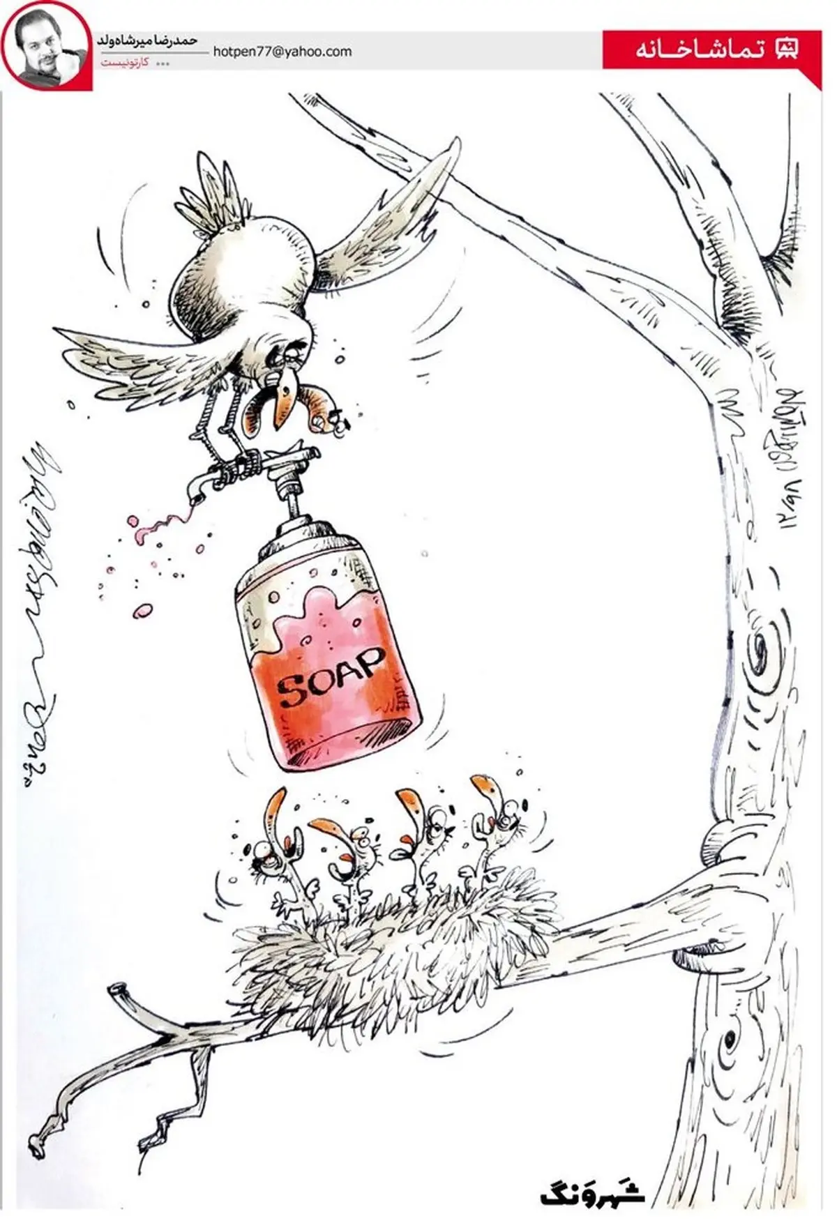 گسترش ویروس کرونا تا لانه کلاغ ها! + کاریکاتور