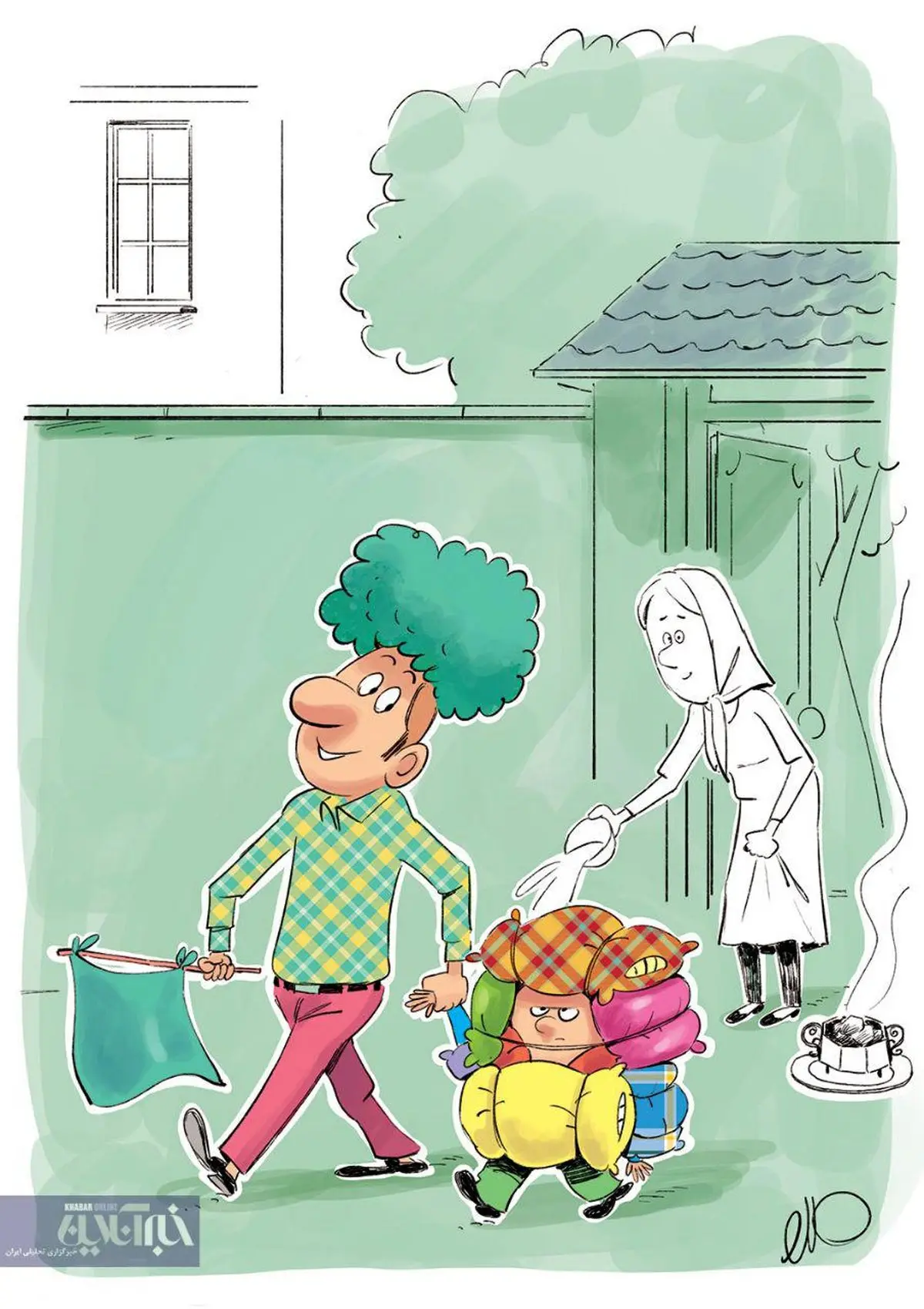 کاریکاتور / روش بردن بچه‌ها به استادیوم برای دربی!