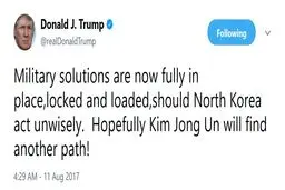هشدار توئیتری ترامپ به رهبر کره‌شمالی+ تصویر