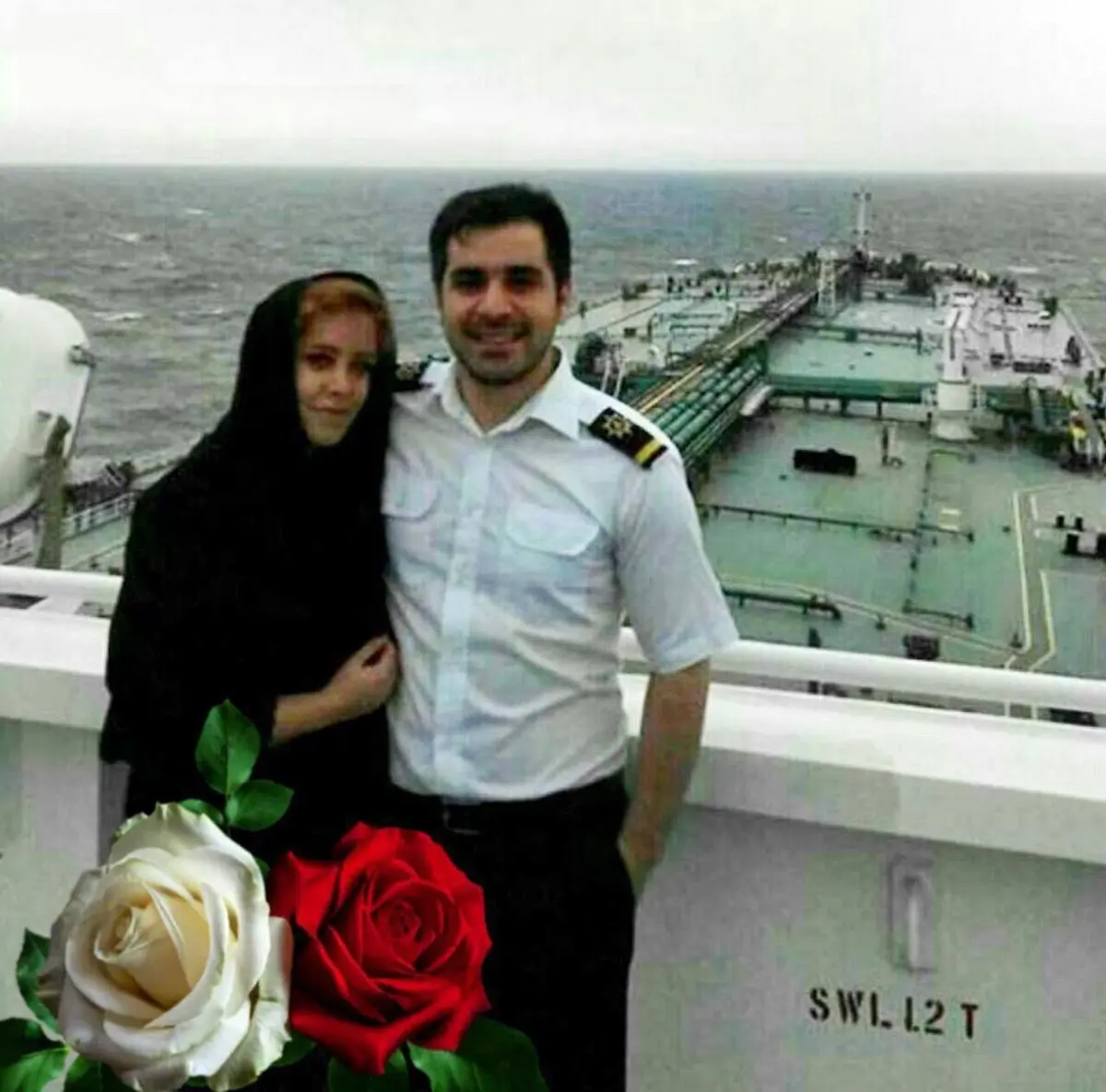 تصویری از تنها خدمه خانم کشتی سانچی و همسرش