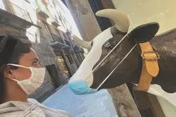 ماسکی که الناز شاکردوست بر دهان گاو زد! + عکس