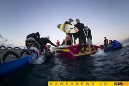 موج سواری که خودش را به آتش کشید!+تصاویر