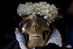 تصویری عجیب از یک جمجمه انسان تزئین شده