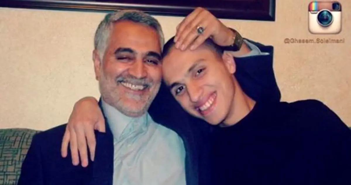 پسر عماد مغنیه در کنار سردار سلیمانی +عکس