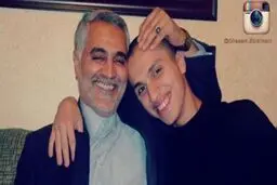 پسر عماد مغنیه در کنار سردار سلیمانی +عکس