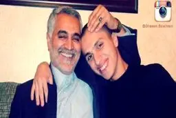 پسر عماد مغنیه در کنار سردار سلیمانی +عکس